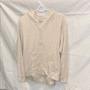 aerie Beige Waffle Knit Hooded Pullover